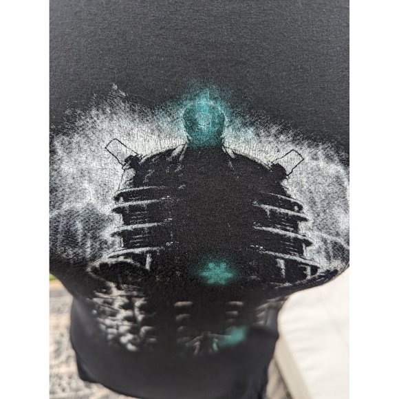 Doctor Who T-shirt Tee Turtle Top Medium Black Blue Dalek Fitted - Picture 5 of 11